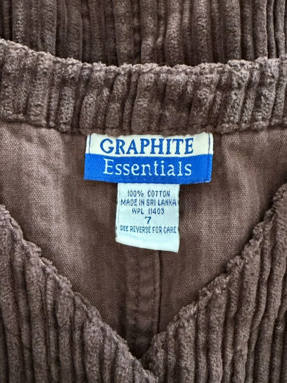 Graphite Essentials Girls Size 7 Brown Corduroy Button Front Dress